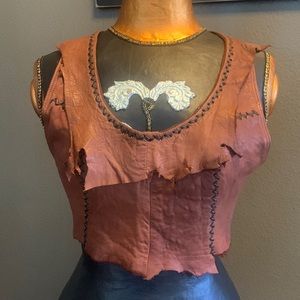 One of a kind vintage Hand crafted by Piele Pitic, S.A. leather Halter Top